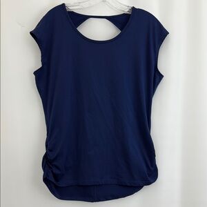 Women’s GAIAM Blue Muscle Tee with Cap Sleeves and Cut Out Size M